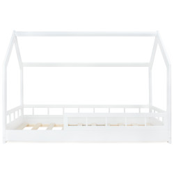 Lit maison cabane en bois de pin naturel avec barreaux 160x80 cm